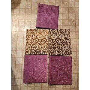 Lot of 5 Decorative 1" 3-Ring Binders - Avery Pink Glitter & Studio C Gold